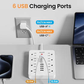 Bawmwim flat plug and slim cord profile, saves space behind outlets