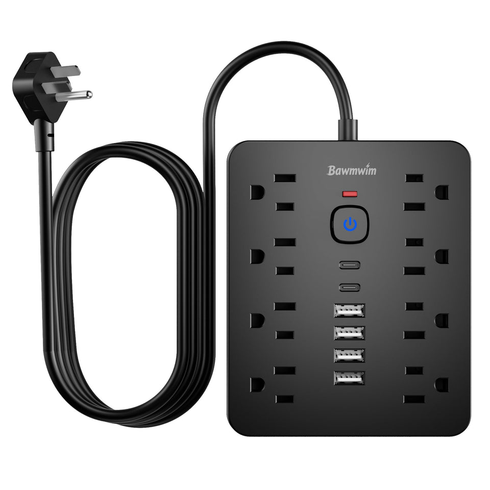 Bawmwim front view showing eight outlets and six USB ports for versatile charging