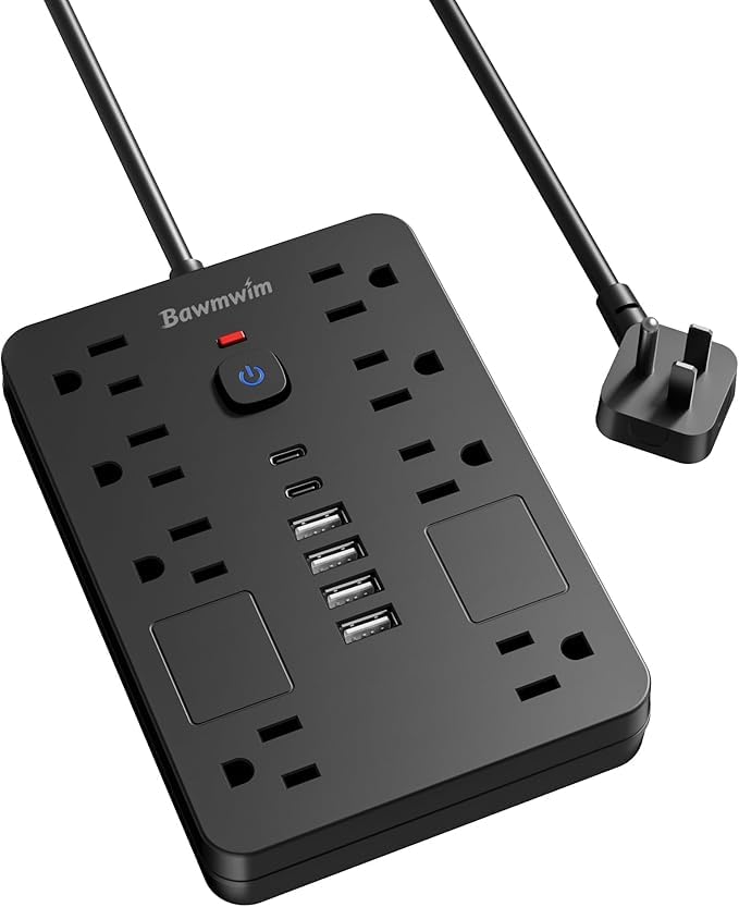 Bawmwim front view showing AC outlets and USB ports for versatile charging