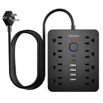 Bawmwim front view showing eight outlets and six USB ports for organized charging