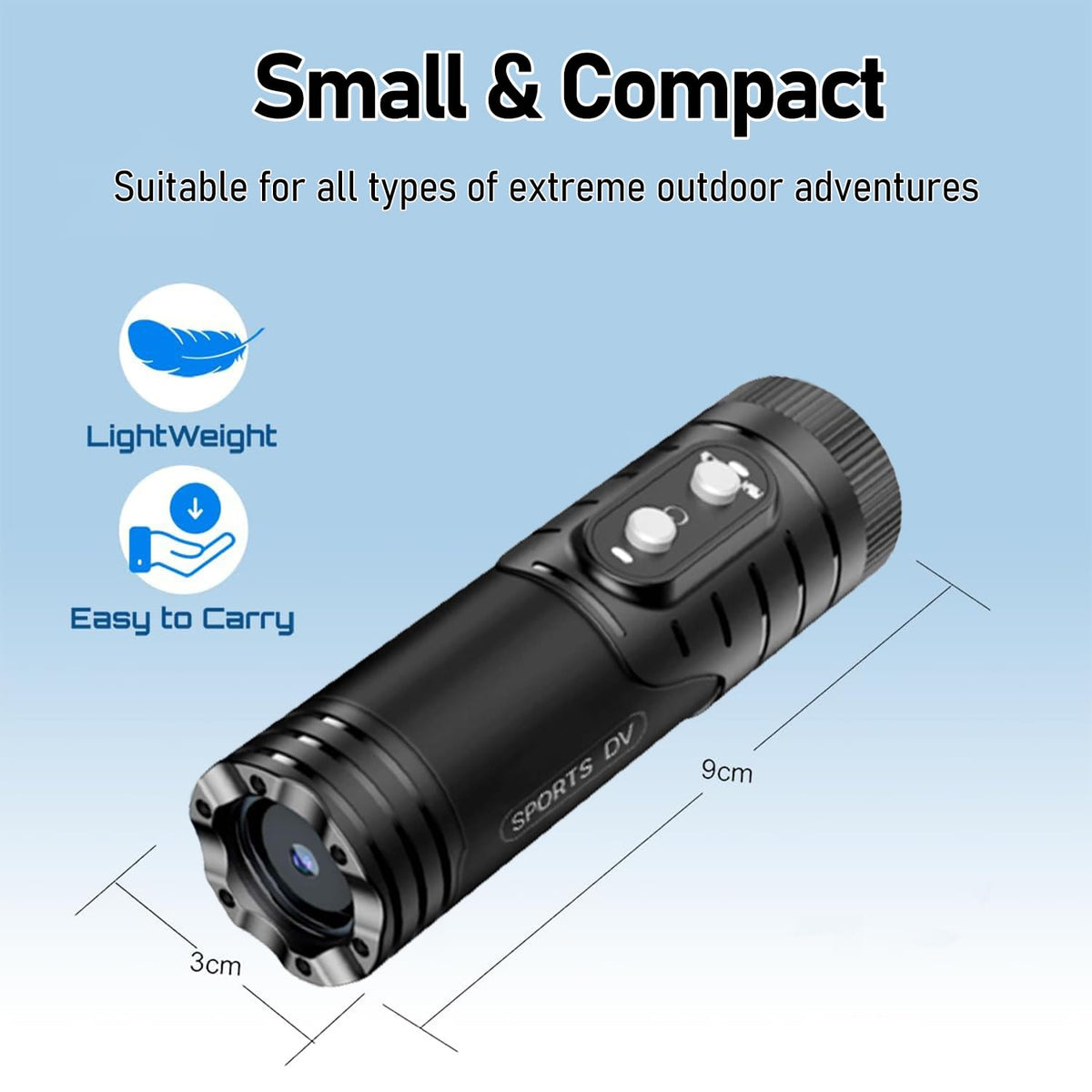 bayehngs lightweight helmet camera weighs 80g for comfortable mounting