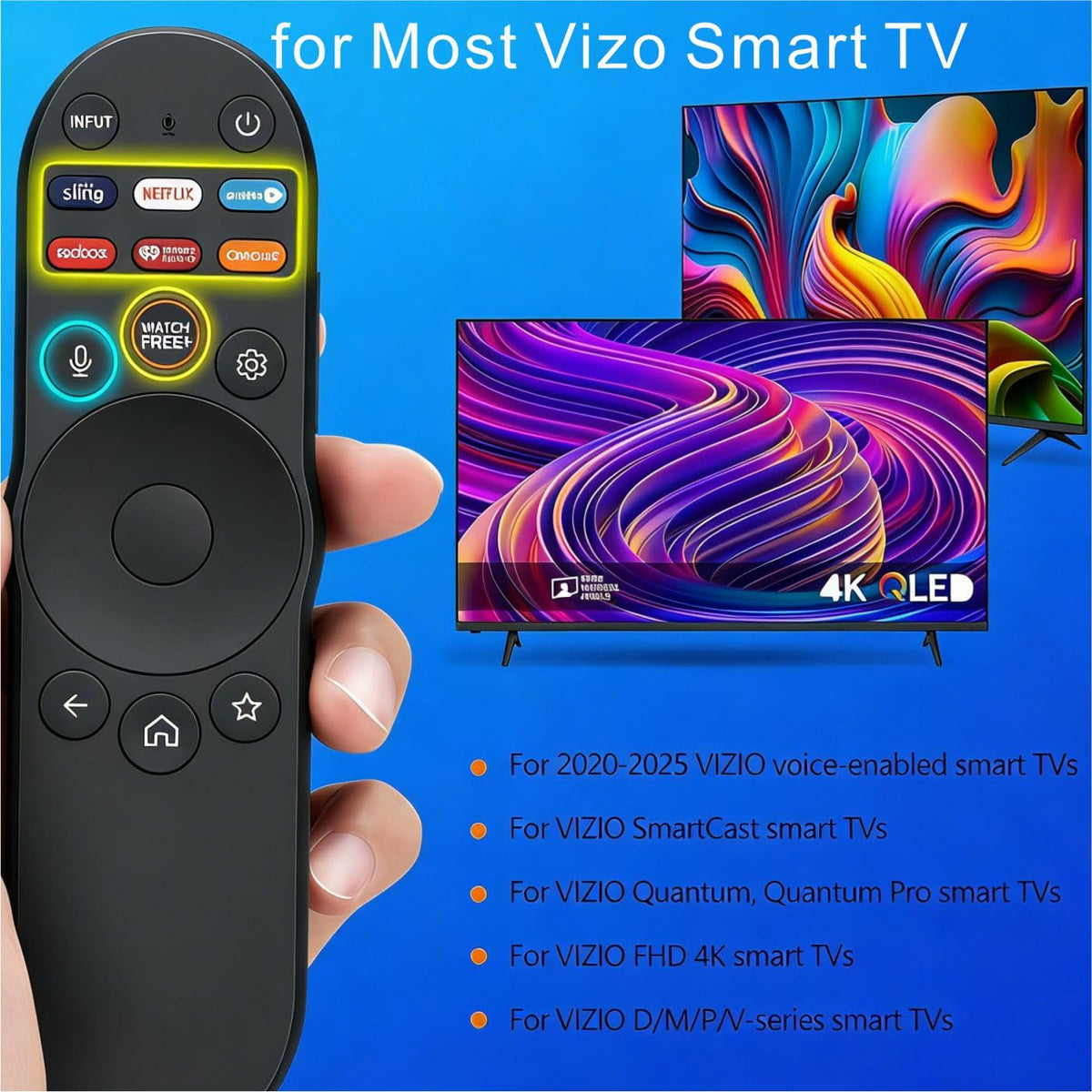 B BraiNice vizio remote in use showing fast app launches and pairing