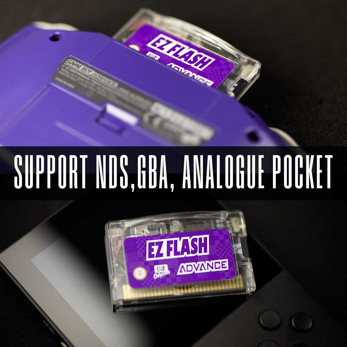 EZ Flash AIR Advance cartridge ready for GBA systems with iconic retro styling.