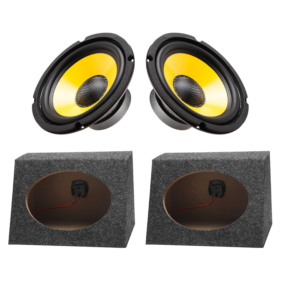 BBTO speaker box with connected wires for quick, reliable installation