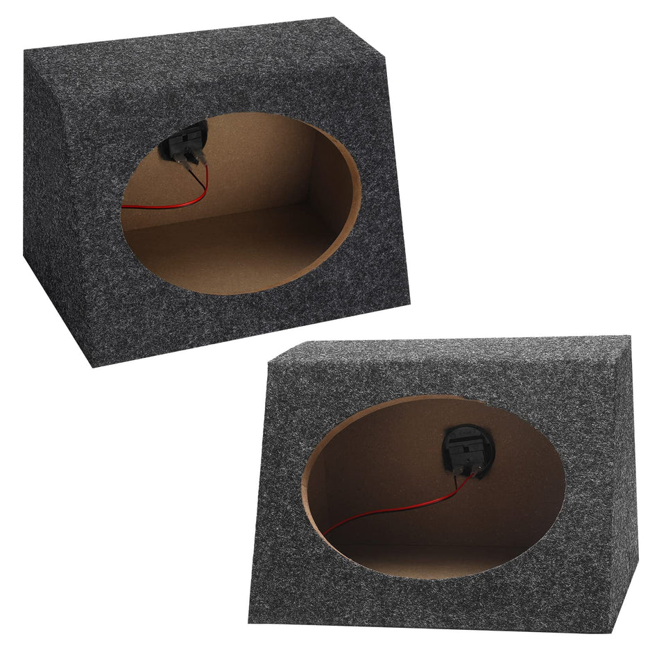BBTO front view of two angled 6x9 speaker boxes showing neat exterior and fit