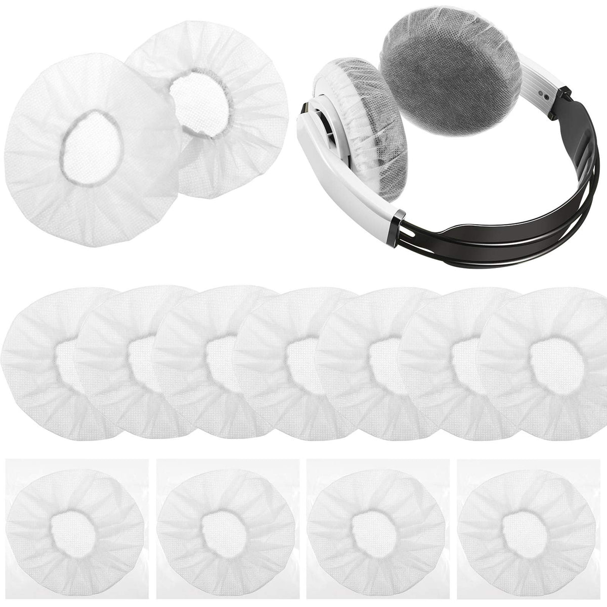 BBTO disposable headphone covers in white protect earpads during gym or shared use.
