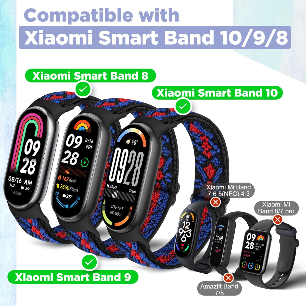 Bcuckood elastic band for Xiaomi Mi Band 10 in black provides a lightweight, breathable fit for workouts