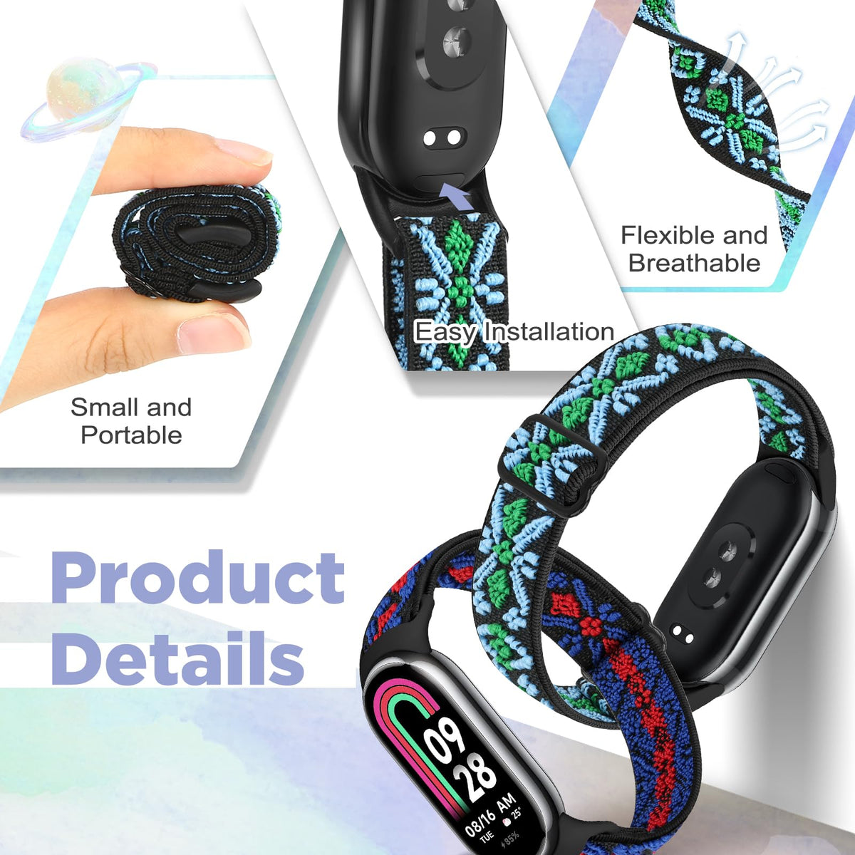 Bcuckood elastic band for Xiaomi Mi Band 10 in charcoal gray is easy to clean and quick-drying