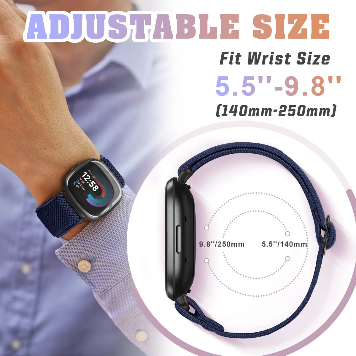 Bcuckood elastic nylon band Sense offers flexible sizing for daily comfort.