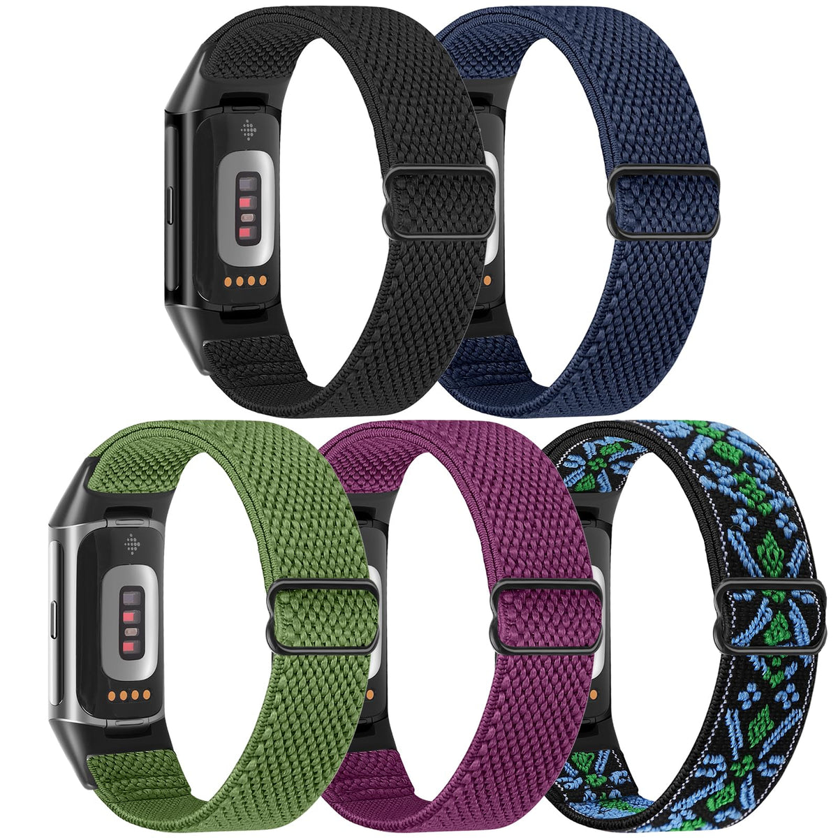 Bcuckood elastic nylon watch band for Charge 5 adds stretchable comfort during workouts.