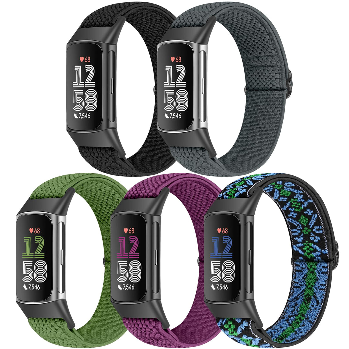 Bcuckood elastic nylon watch band for Charge 6 offers soft, breathable daily wear.
