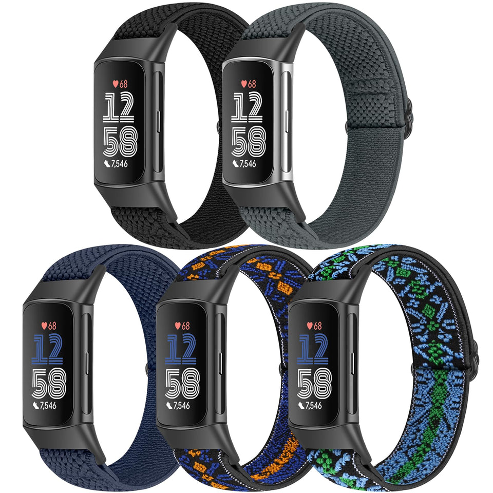 Bcuckood elastic nylon watch band for Fitbit Charge 6, soft and breathable for daily wear.