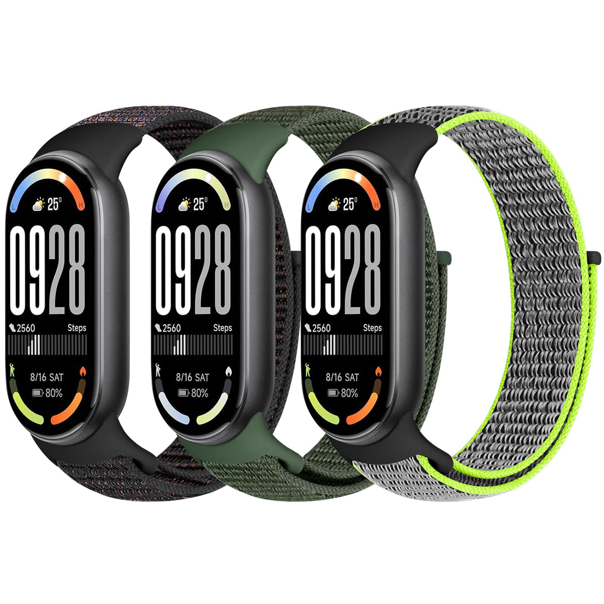 Bcuckood front packaging showing Xiaomi band loop and color choices, promotes versatility