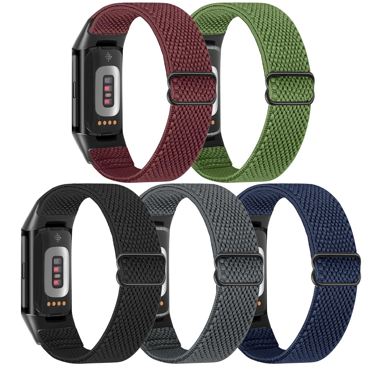 Bcuckood nylon watch band on wrist for Charge 5 with breathable design