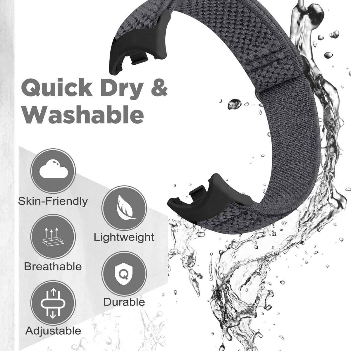 Bcuckood skin-friendly nylon band feels soft on the skin and dries quickly after workouts.