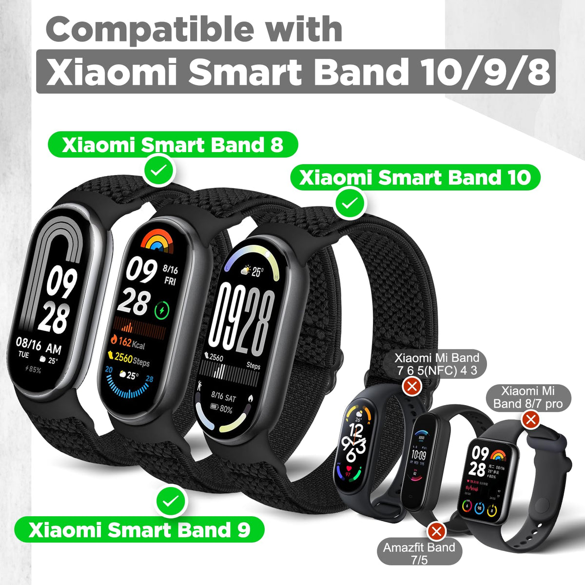 Bcuckood nylon solo loop for Xiaomi Band 8 delivers lightweight, secure fit.