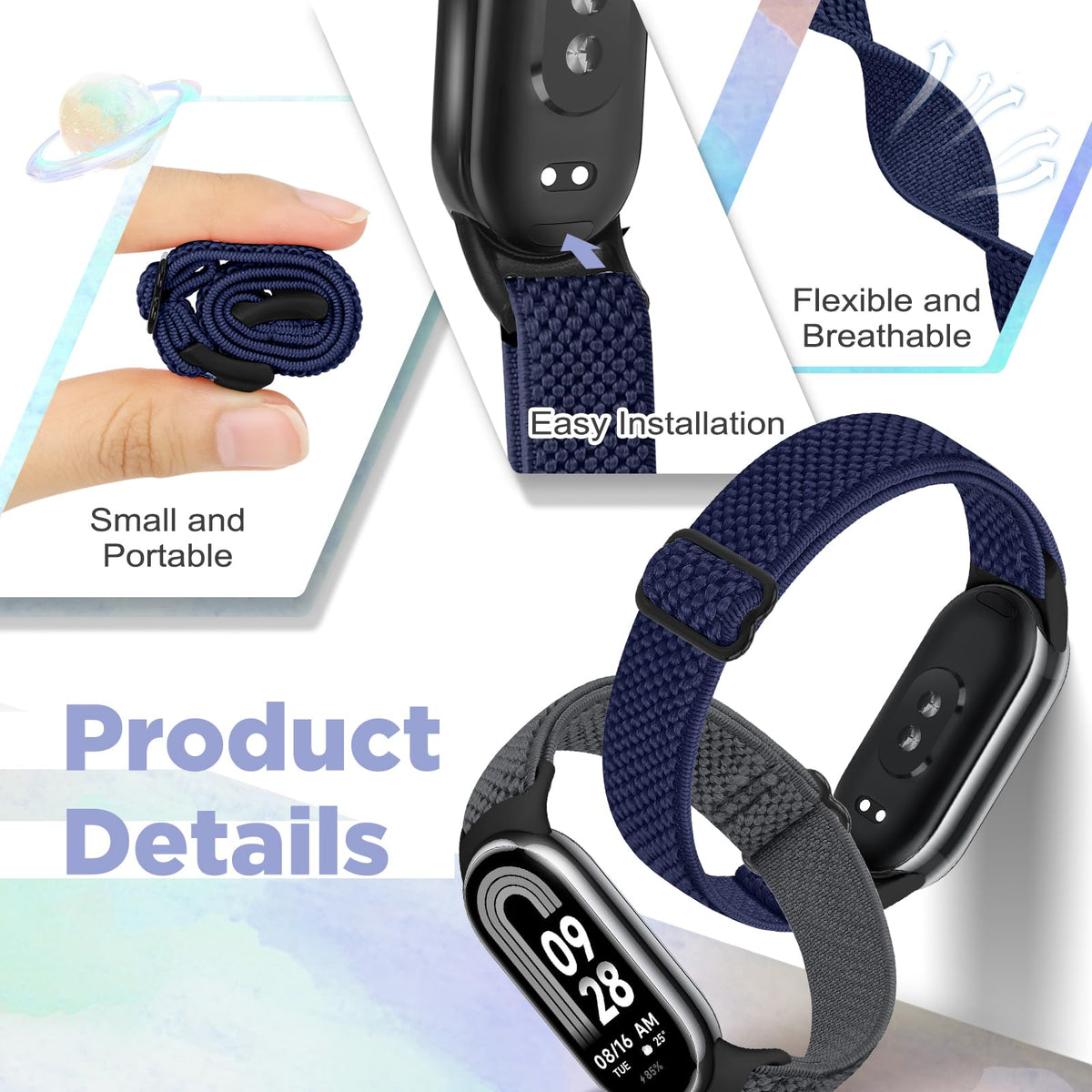 Bcuckood elastic band for Xiaomi Band 9 provides breathable, skin-friendly wear during workouts.