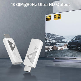 BDFFLY receiver plugged into TV showing cable-free streaming benefit