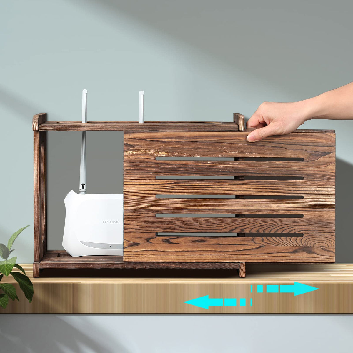 BearUT interior fits router, modem and power strip securely.