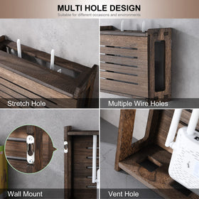 BEARUT wooden router shelf cable holes illustrate tidy wiring management