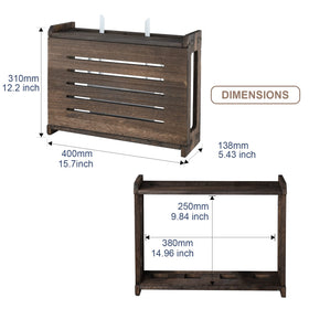 BEARUT wooden router shelf left side demonstrates compact wall-mounted organization