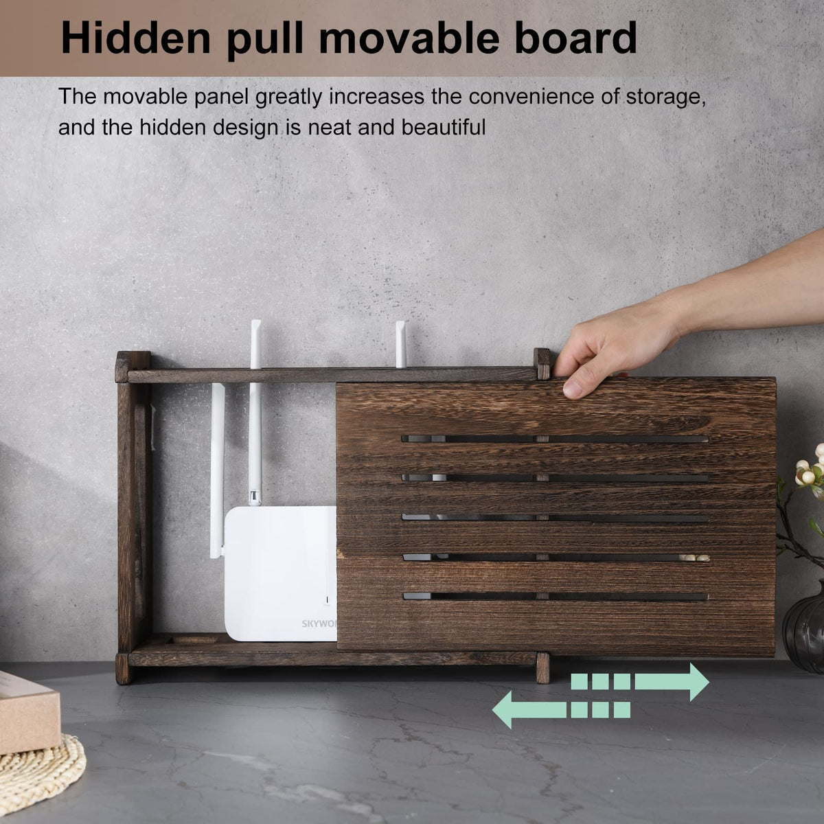 BEARUT wooden router shelf open front highlights easy access to devices