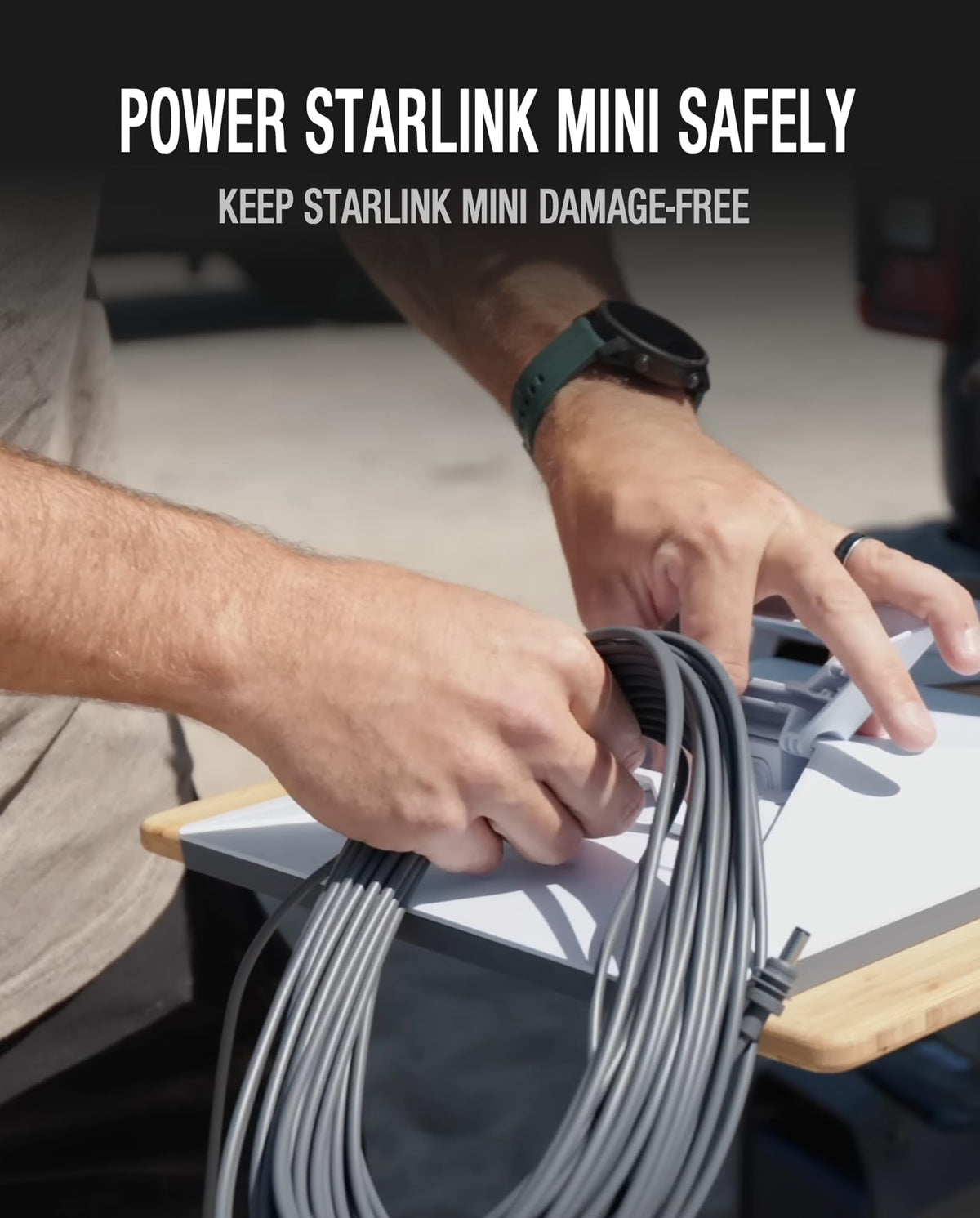 BeasTrek Starlink Mini 150ft DC cable extends reach for remote locations.