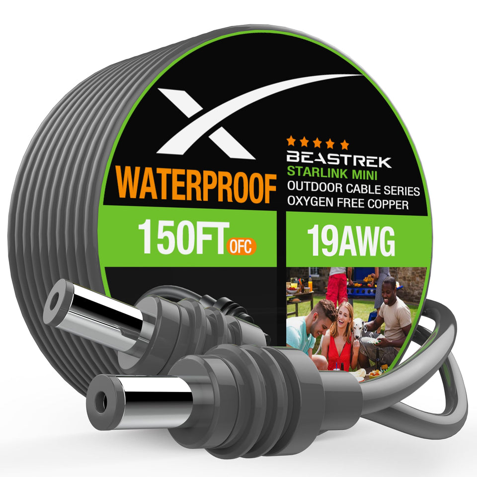 BeasTrek Starlink Mini DC cable 46m for flexible outdoor setup and power access.