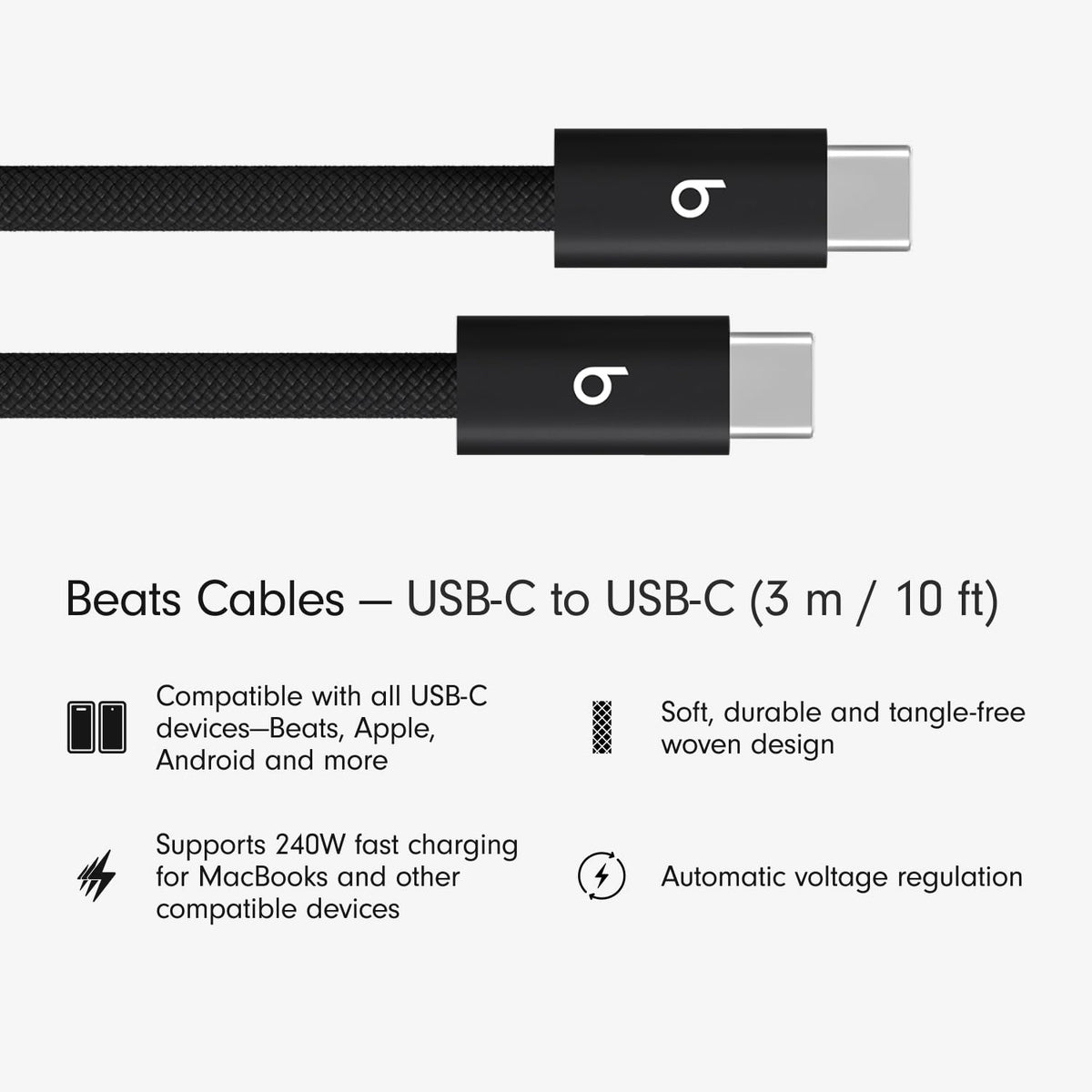 Durability test scene showing Beats braided cable resisting tangles.