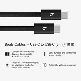 Durability test scene showing Beats braided cable resisting tangles.