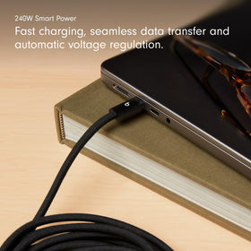 Beats braided cable delivering fast charging on compatible devices.