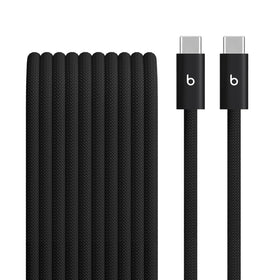 Beats 240W USB-C to USB-C braided cable in use for fast charging and syncing.