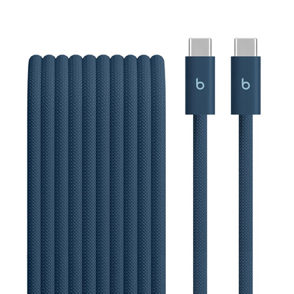 Beats 240W USB-C to USB-C braided cable in Nitro Navy, ready for reliable charging