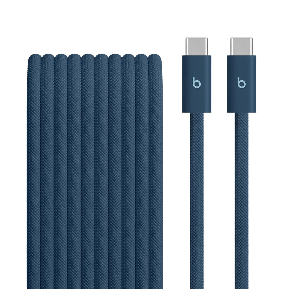 Beats 240W USB-C to USB-C braided cable in Nitro Navy, ready for reliable charging