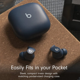 Beats Fit Pro renewed tidal blue in-ear wearing view