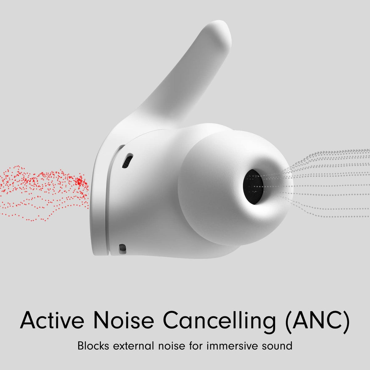 Beats Fit Pro white earbuds side profile highlighting ergonomic design.