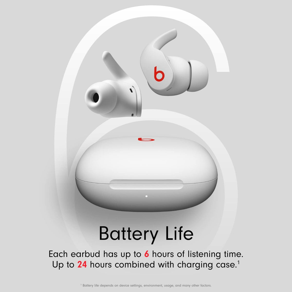 Beats Fit Pro white earbuds pairing with phone for quick setup.