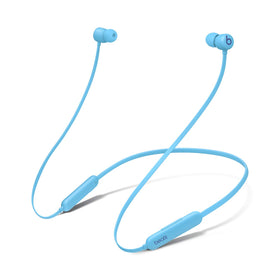 Beats Flex front packaging in flame blue showing included items and benefits