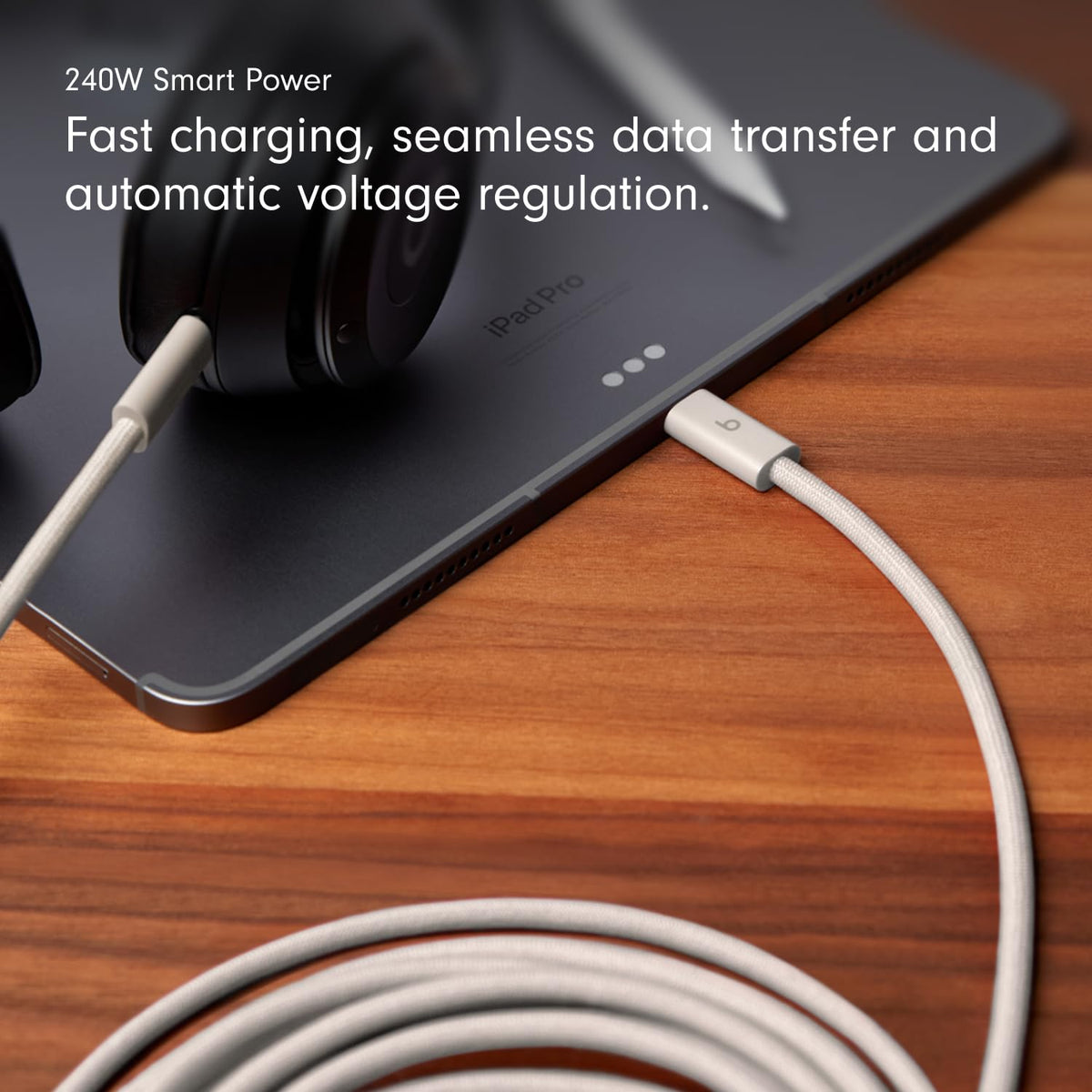 Beats full 3m cable stretched out to show extended reach advantage