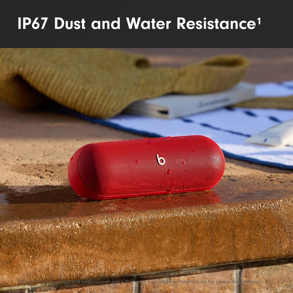 Beats Pill shows 24-hour battery life for all-day listening in red.