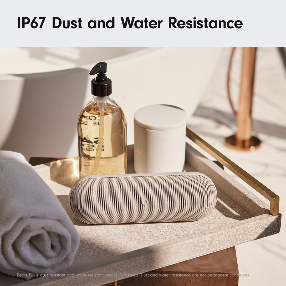 Beats Pill x Kim Kardashian IP67 rating supports dust and water resistance.
