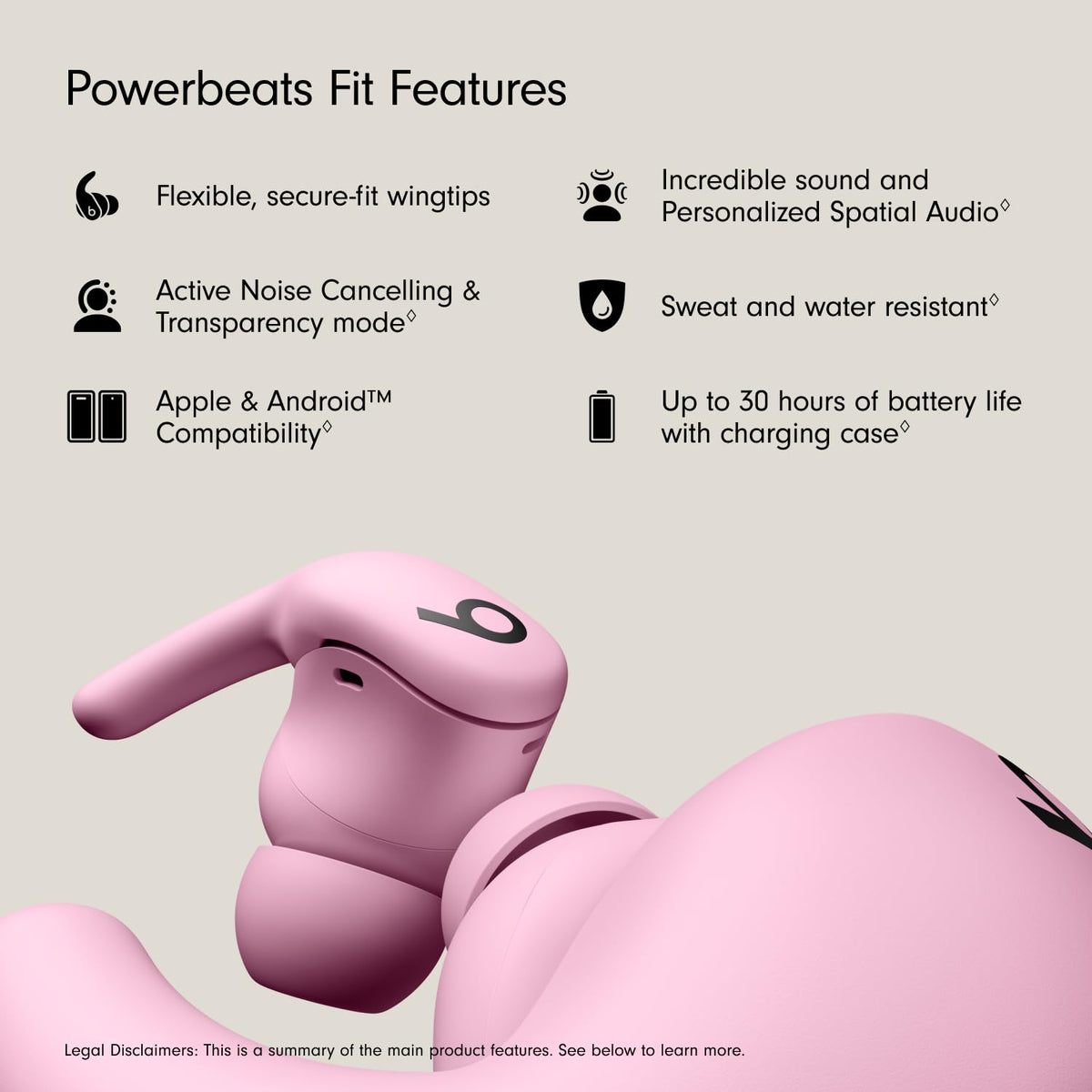 Powerbeats Fit with active noise cancellation for focused training sessions.