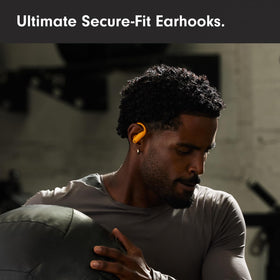 Optical heart rate sensor on Powerbeats Pro 2 during a run.