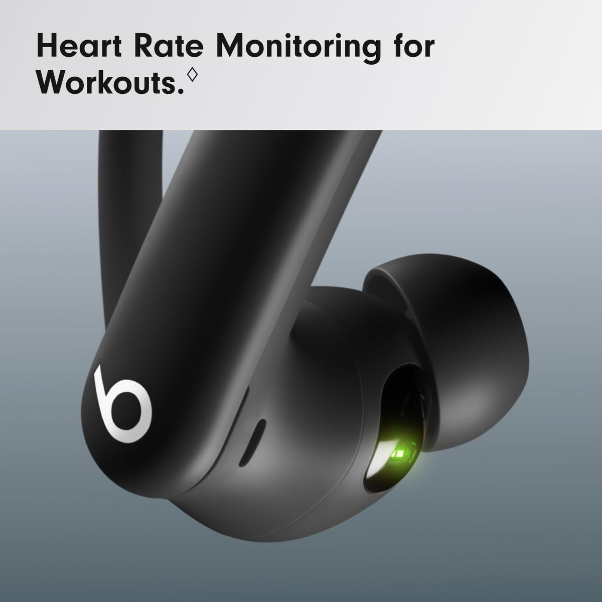 Beats Powerbeats Pro 2 heart rate sensors closeup for real-time pulse data