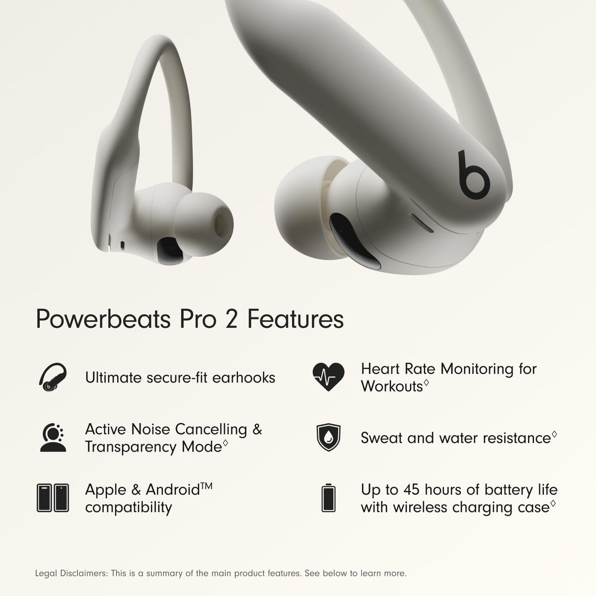 Beats Powerbeats Pro 2 reinforced nickel-titanium earhooks ensure flexible, secure comfort during training.