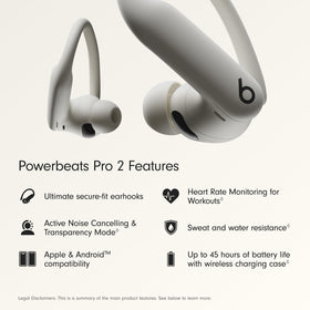 Beats Powerbeats Pro 2 reinforced nickel-titanium earhooks ensure flexible, secure comfort during training.