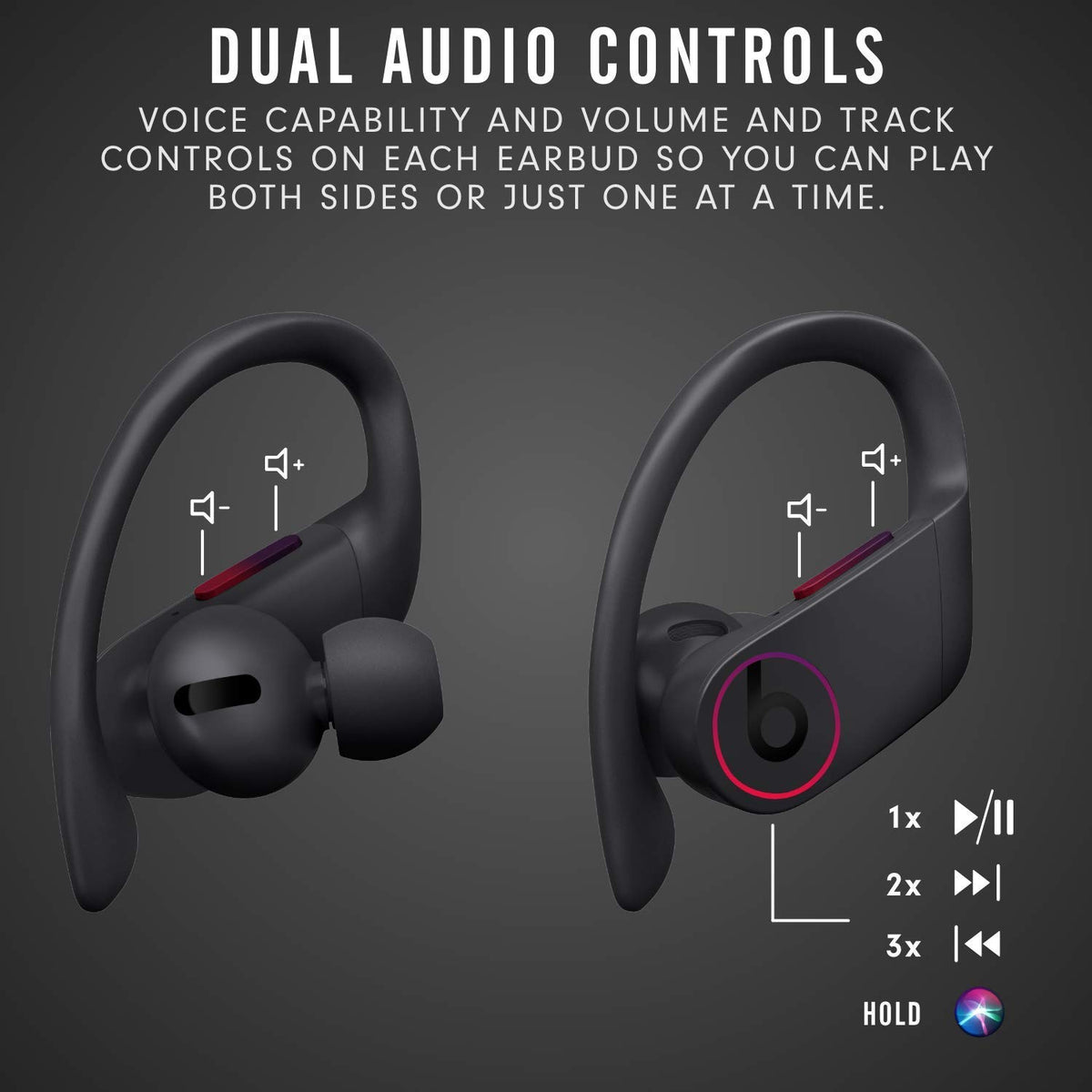 Beats Powerbeats Pro adjustable earhooks provide secure, comfortable fit during runs.