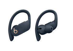 Beats Powerbeats Pro navy controls adjust volume and tracks during workouts.