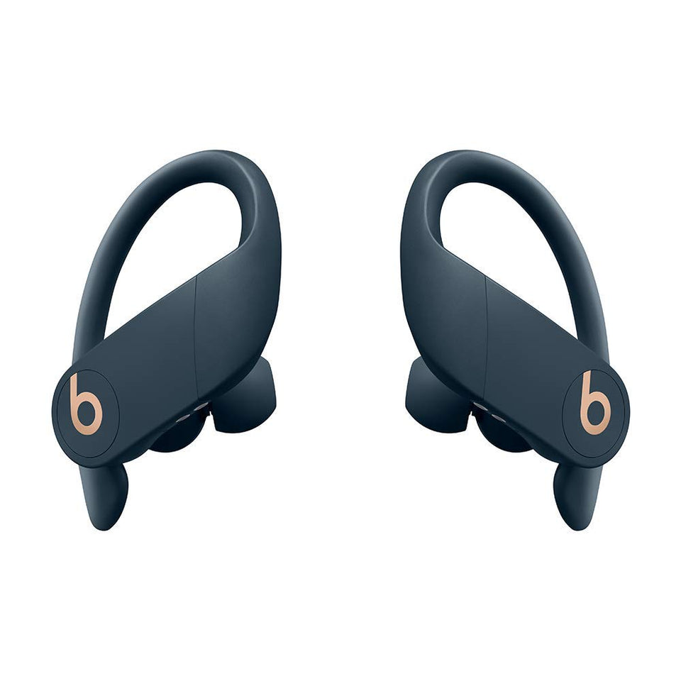Beats Powerbeats Pro navy earbuds offer a secure, comfortable fit for workouts.