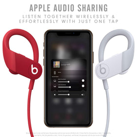 Beats Powerbeats red right-earbud control button for easy playback and calls.